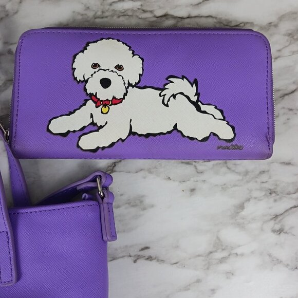 Marc Tetro Bichon Frise Purple Tote crossbody & wallet - Picture 4 of 15